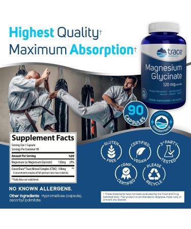 Trace Minerals Magnesium Glycinate 120mg | Supports Sleep, Mood & Muscle Function | 90 Count - Buy Online on GoSupps.com