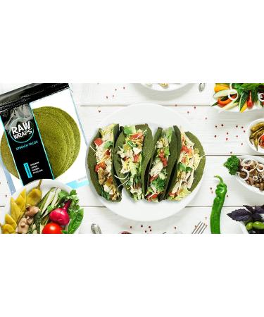 Spinach Flavor Raw Wraps - Gluten Free, Paleo, Keto, Vegan - 6 Pack of Low Carb Tortilla Wraps, 2 Ounce - Non-GMO, Shelf Stable, Yeast Free - Buy Online on GoSupps.com