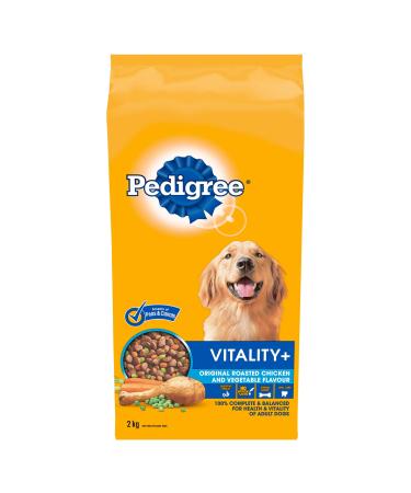 PEDIGREE VITALITY+ Adult Dry Dog Food Roasted Chicken and Vegetable Flavour 2kg Bag Chicken Chicken & Vegetable 2 kg (Pack of 1)