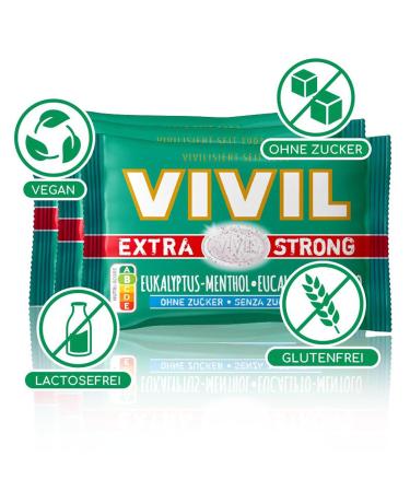 Vivil Extra Strong Eucalyptus-Menthol Pastilles - Sugar-Free Vegan 78 x 25g | 26 x 3 Pack - Shop Internationally! - Buy Online on GoSupps.com