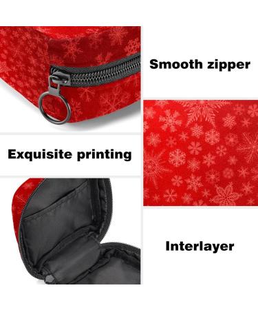 Women s Travel Makeup & Menstrual Cup Organizer Bag - Large Capacity Red Christmas Snowflakes - Buy Online on GoSupps.com