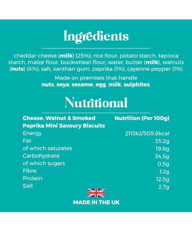 Belle & Wilde Cheese Walnut & Smoked Paprika Mini Savoury Biscuits | Handcrafted No Preservatives Suitable For Vegetarians & 100% Gluten Free | Tasty Savoury Biscuit | For Any Snacking Occasion - Buy Online on GoSupps.com