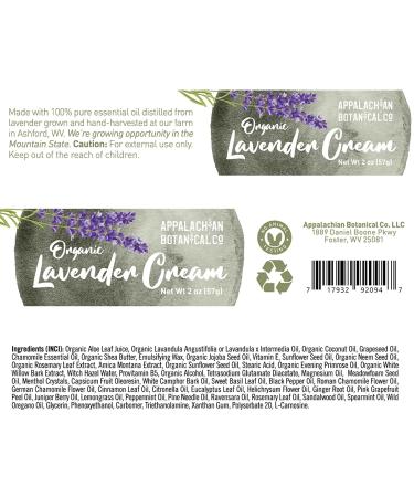 Organic Lavender Cream 2oz | Hand, Body & Face Moisturizer | Appalachian Botanical Co | Lavender Lotion - Buy Online on GoSupps.com