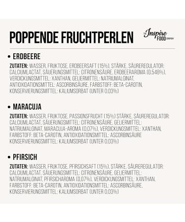 Inspire Food Bubble Tea Pearl Set - 3-Pack Popping Boba Fruit Beads | Vegan & Gluten-Free Tapioca Pearls - Strawberry Maracuja Peach | 450g Each - Buy Online on GoSupps.com