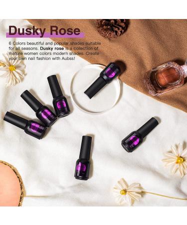 Aubss Red Purple Gel Nail Polish Set - 6 Colors Kit for Women, Soak Off Led Nail Gel - Dusky Rose Collection - Buy Online on GoSupps.com