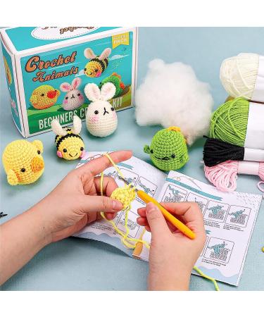 OPOUNT Beginner Crochet Kit - Complete Crochet Set for Adults and Kids - Make 4 PCS Animals - Step-by-Step Instruction and Video Tutorial - Buy Online on GoSupps.com