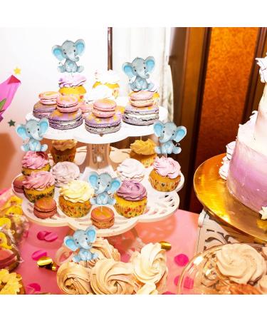 Double Sided Blue Baby Elephant Cupcake Toppers Birthday Party or Baby Shower Food Picks Decor and Party Supplies Set of 24 - Buy Online on GoSupps.com
