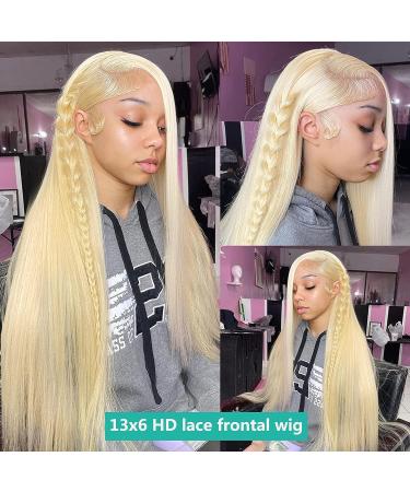 Hotlove 613 Lace Front Wig 20 Inch 13x6 HD Transparent Blonde Wig for Women - Pre Plucked 12A Straight Human Hair with Baby Hair - Buy Online on GoSupps.com