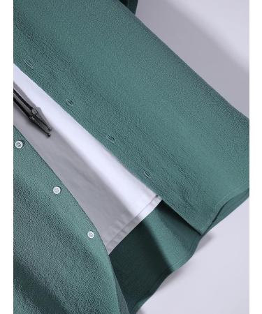 OYOANGLE Men's 2 Piece Outfit: Short Sleeve Striped Shirt and Shorts Set - X-Large Green - Buy Online on GoSupps.com