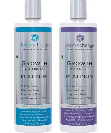 Hair Growth Shampoo and Conditioner Set - Biotin Shampoo for Thinning Hair and Hair Loss - Sulfate Free Shampoo for Color Treated Hair and Deep Conditioner for Dry Damaged Hair - Made in USA (16 oz) 16 Fl Oz (Pack of 2)