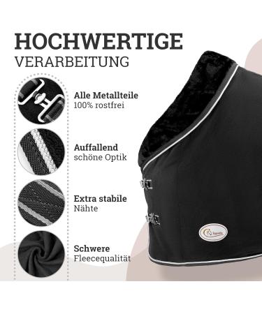 Esposita Championship Sweat Blanket with Fur Collar - Luxurious Black/Silver 145cm Show Blanket | Paradise Fleecedecover with Ornamental Piping - Buy Online on GoSupps.com