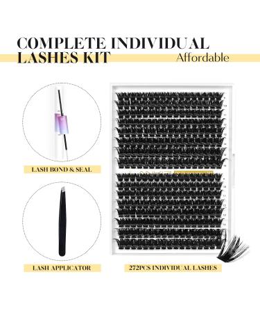 LANKIZ 100D DIY Eyelash Extensions Set - 272pcs C Curl Individual Lashes with Glue & Applicator | Premium Eyelash Cluster Kit for Stunning Looks - Buy Online on GoSupps.com