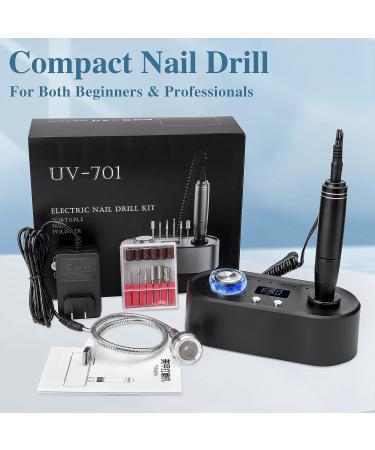 Delanie 40000 RPM Professional Nail Drill Machine for Acrylic and Gel Nails - Electric Nail File with Light Manicure Tool in Black - Buy Online on GoSupps.com