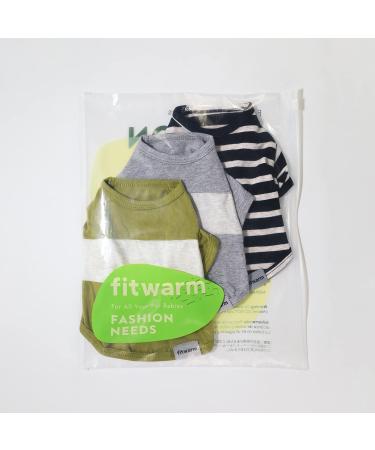 Fitwarm 3 Pack Color Block Striped Dog Shirt for Small Dogs - Breathable Summer Pet Tshirt - Oliver Green Grey Black Medium - Buy Online on GoSupps.com