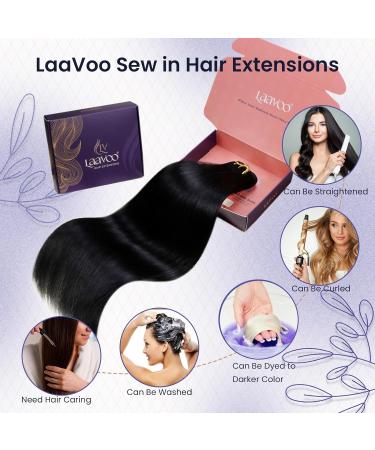 Buy Laavoo 55cm Real Hair Extensions - Black Sew-In Hair 100g #1 Naturally Beautiful - Buy Online on GoSupps.com