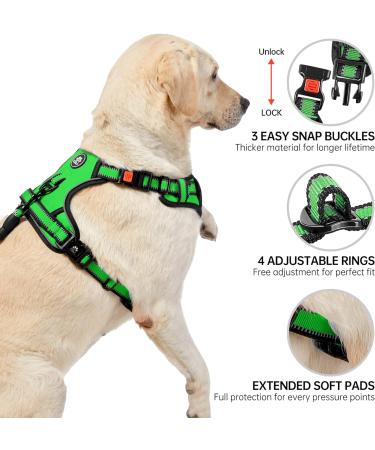 Nestroad Large Dog Harness & Leash Set - Green Adjustable Fit for Large Dogs Includes Car Seat Belt - Perfect for Neck 38-48cm & Chest 48-74cm - Buy Online on GoSupps.com