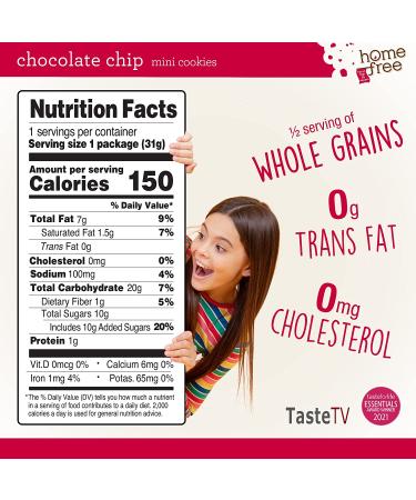 Homefree Mini Chocolate Chip Cookies - Gluten Free, Nut Free, Vegan, School Safe - 5 oz Box - Buy Online on GoSupps.com