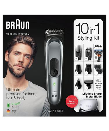 Braun Hair Clippers for Men MGK7221 - 10-in-1 Body Grooming Kit with Beard, Ear, and Nose Trimmer - Black/Silver - Buy Online on GoSupps.com
