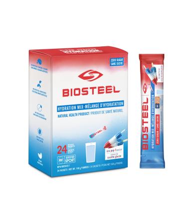 BioSteel Hydration Mix Great Tasting Hydration with Zero Sugar and No Artificial Flavours or Preservatives Ice Pop Flavour 24 Single Serving Packets