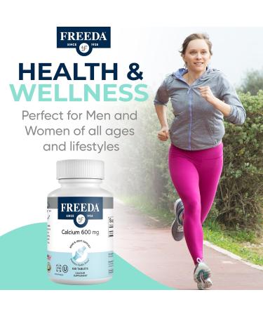 Freeda Calcium Carbonate 600 mg 100 Tablets | High-Potency Daily Calcium Supplement | Vegan Allergen-Free Clean Label | Made in USA GMP Facility Third-Party Tested - Buy Online on GoSupps.com
