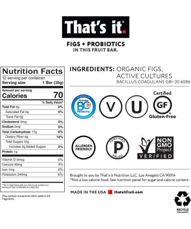 Probiotic Fruit Bar - Immunity Booster & Healthy Gut Support | All-Natural, Whole30, Paleo, Fig Flavor - Buy Online on GoSupps.com