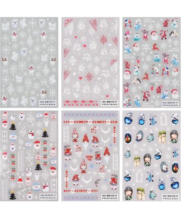 JMEOWIO 6 Sheets Christmas Nail Art Stickers Decals Self-Adhesive Snowman Snowflake Winter Holiday Cute Santa Nail Supplies Nail Art Design Decoration Accessories - Buy Online on GoSupps.com