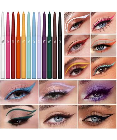  Generisch Set of 12 colored kohl eyeliner pencils - Waterproof - Matte - Long-lasting - 0.2g per pencil - Rainbow colors - For carnival stage makeup wedding - Buy Online on GoSupps.com