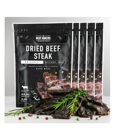 The Meat Makers Original Beef Jery Steak (500g) - dried beef steak protein -rich beef D rrfleisch dry meat for people dry meat beef jerky snack.1. Original 500g - Buy Online on GoSupps.com