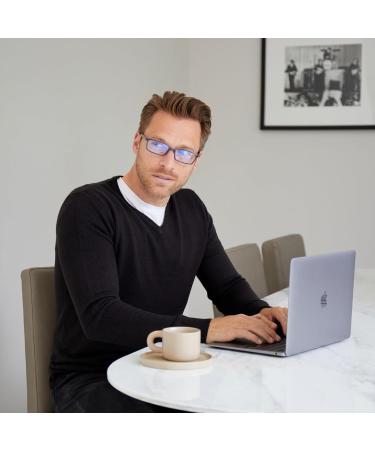 Opulize Blue Light Filter Computer Glasses for Men | Narrow Frame Spring Hinges +1.00 Diopters Sleep Improvement Gaming Reflective - Brown/Gray - Buy Online on GoSupps.com