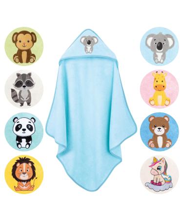 Laynenburg Premium hooded towel baby - bath towel made of 100% cotton - Oeko Tex - towel with hood for newborns & children - bath towel baby towel girl boys (koala 80 x 80cm) light blue koala