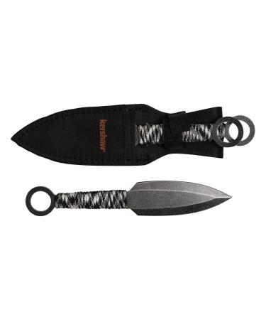 Kershaw throwing knife set ION steel 3Cr13 black oxide finish handle with paracord winding black nylon sheath