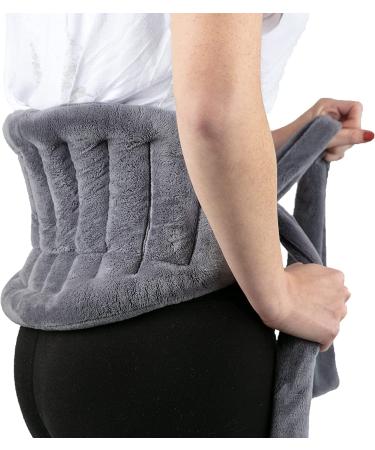 XL Gray Microwave Heating Pad - Back Pain Relief with 71 Ties, Moist Heat Wrap for Neck, Shoulders, Cramps - Microwavable Flaxseed Rice Pack - Buy Online on GoSupps.com