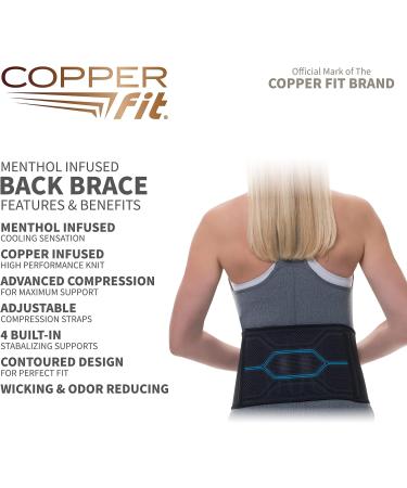 Copper Fit ICE Adjustable Compression Back Brace with Menthol Infusion - Black | Unisex - Buy Online on GoSupps.com