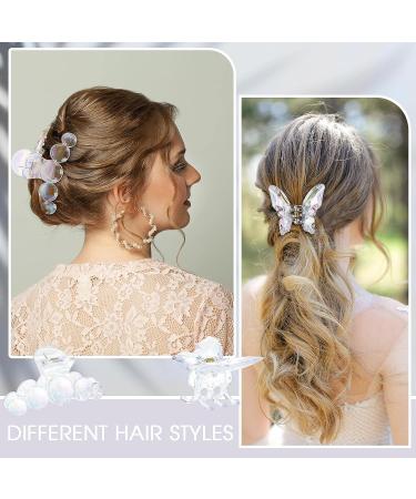 Juexica Clear Flower Hair Claw Clips - 6 Pack | Strong Hold for Thick Fine Thin Hair | Interlocking Women's Large Jaw Clips for Cute Hairstyles - Buy Online on GoSupps.com