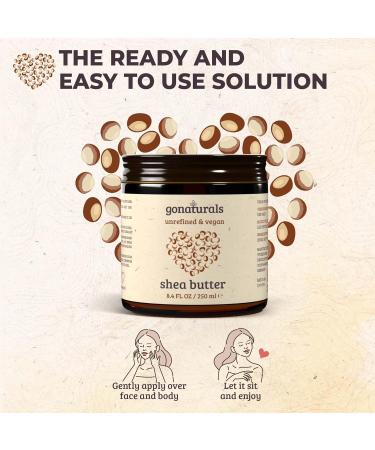 GoNaturals Pure Unrefined Shea Butter - Nourishing Organic Skin Care for Dry & Damaged Skin 250ml  - Buy Online on GoSupps.com
