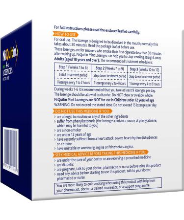 NiQuitin 4mg Mint Lozenges - 132 Lozenges for Effective Smoking Craving Relief - Long-Lasting Aid to Reduce and Quit Smoking - Buy Online on GoSupps.com