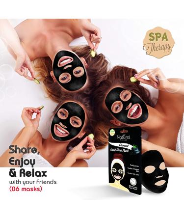 Korean Charcoal Black Face Mask Sheet - 6 Pack for Oily Skin and Pores - Buy Online on GoSupps.com