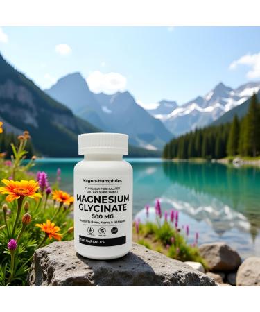 Magno-Humphries Magnesium Glycinate 500 mg - 100 Capsules | Gentle Chelated Form | Muscle Nerve & Bone Support | Dietary Supplement | GMP Manufactured in The USA - Buy Online on GoSupps.com