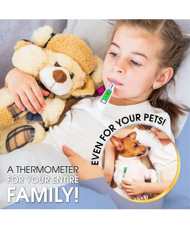 Fast Reading Digital Thermometer for Adults & Babies | Backlight Display, Memory Recall, C/F Switchable | Oral & Rectal Thermometer for Fever | Light Blue - Buy Online on GoSupps.com