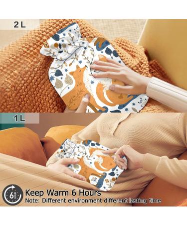 Oarencol Cute Fox Hot Water Bottle 2L - Transparent Pain Relief for Cramps & Comfort - Buy Online on GoSupps.com