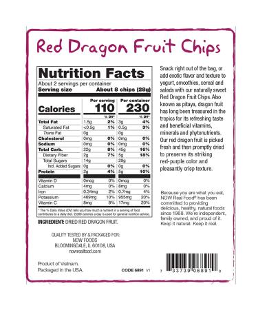 Now Foods Red Dragon Fruit Chips 2 oz - Healthy Snack | Real Foods - Buy Online on GoSupps.com