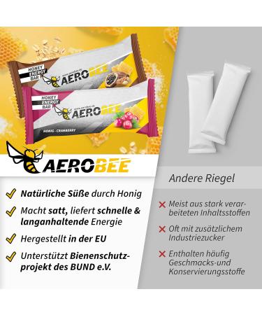 Aerobee Energy Bar - Honey & Cranberry Oat Bar (12x50g) | Sugar-Free Endurance Snack Perfect for Hiking & Meal Replacement - Buy Online on GoSupps.com