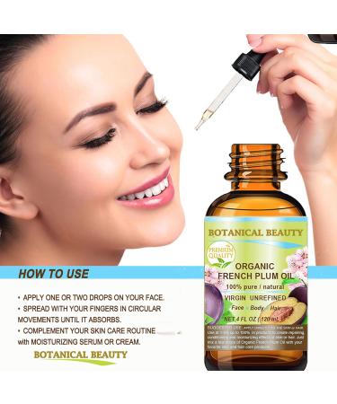 Botanical Beauty Organic Plum Oil - 100% Pure Virgin Cold Pressed Carrier Oil for Face Skin Hair & Nails - 2 Fl. Oz - Buy Online on GoSupps.com