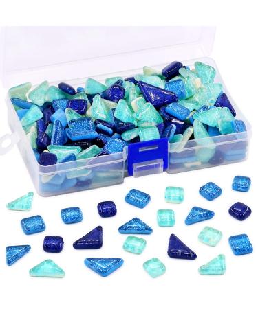 Swpeet 1Ib Glass Mosaic Tiles Pieces Stained Glass for Crafts  Mixed Colors and Patterns (Mosaic Tiles E)