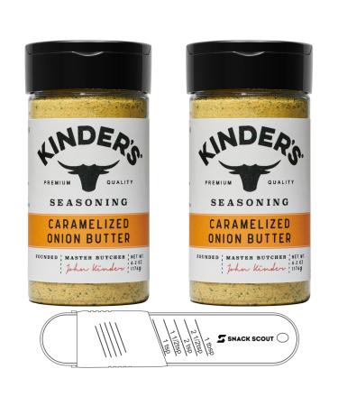 Kinder's Caramelized Onion Butter Seasoning 6.2 oz Pack of 2 Bundle With Snack Scout Adjustable Measuring Spoon