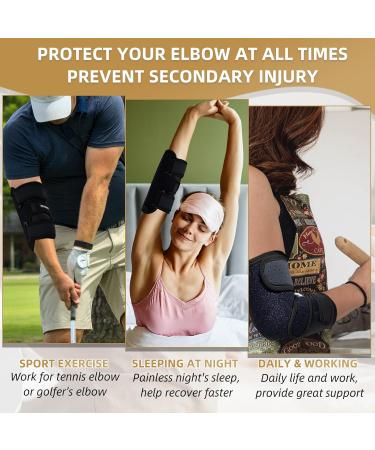 Elbow Brace for Cubital Tunnel Syndrome | Ulnar Nerve Splint with 4 Removable Metal Splints - Pain Relief for Tendonitis Arthritis & Sports | Left Black for Men & Women - Buy Online on GoSupps.com
