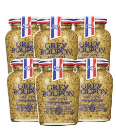 Grey Poupon Old Style Seed Mustard 210g x Pack of 6 French Mustard Brown Prepared with White Wine Whole Grain Mustard