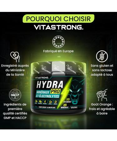 Electrolyte Poudre Vitastrong Hydra Pro 250g Pre Workout avec 5 Min raux 5 Vitamines Rhodiola Rosea Vitamine C Calcium Magn sium Malate Potassium Citrate Vitamine B12 Niacine B3 Go t Orange - Buy Online on GoSupps.com