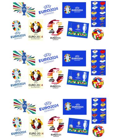 27 Stand Up Football 2024 Euros Germany Themed Edible Wafer Paper Cake Toppers Decorations