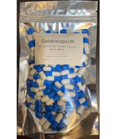 200 Size 3 Blue/White Small Empty Gelatin Capsules Gelatine Hard Pill Cases Self Fill - Buy Online on GoSupps.com